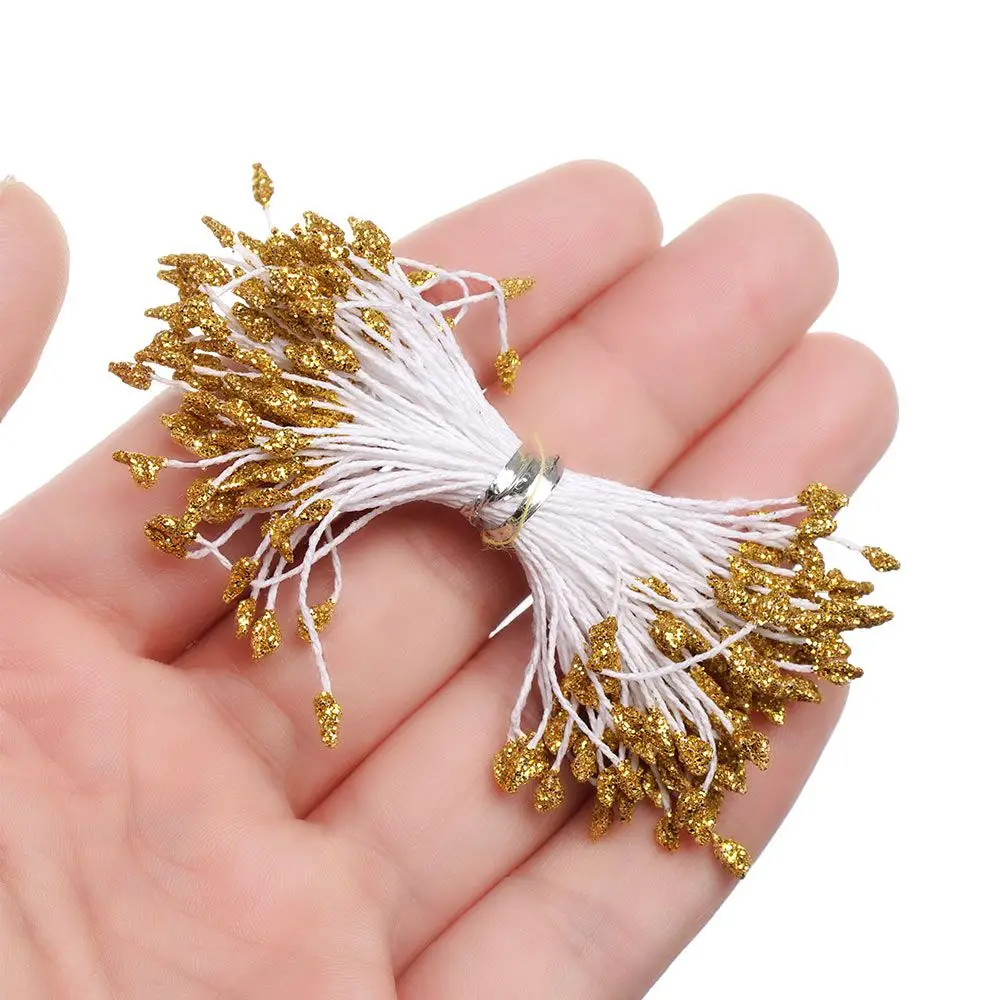 Description Picture 4 of item12/90pcs Gold Hybrid Emulation Flower Wedding Artificial Plants Cherry Berries Bundle Stamen Wreaths Decoration