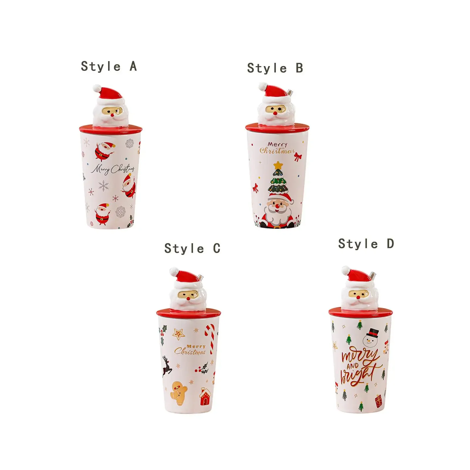 Gift Box Latte Mug Lovely Christmas Tumbler Latte Tea Cup with Lid Porcelain Coffee Cup for Latte Milk Gift Drinking Hot Coffee