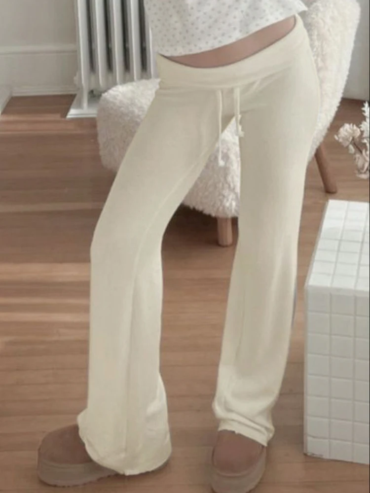 Easowa Old Money Style Women Spring/Summer Drawstring Waist Khaki Cropped Pants F | ChicGrl