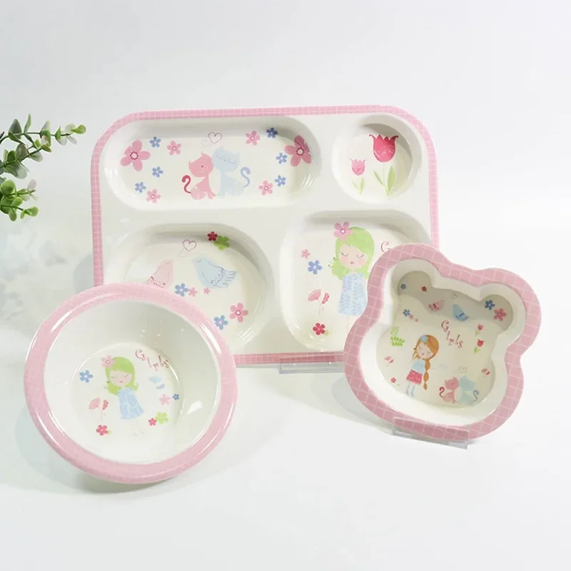 

Children's Tableware Cup Division Plate Complementary Food Bowl Fork Spoon Cartoon Bowl Student Canteen