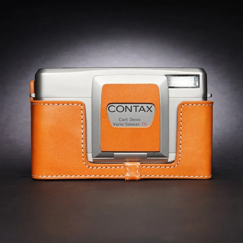 Design Per Contax Tvs Iii Tvs 3 Borsa Mezza Custodia Per Fotocamera In Vera Pelle Fatta A Mano