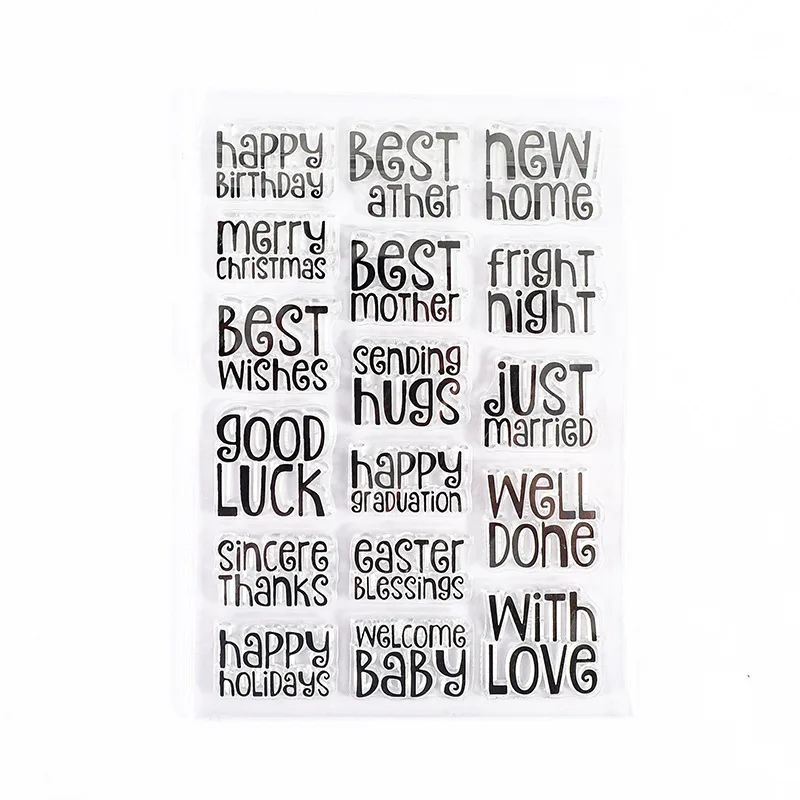 15 Style Retro Sentiment Transparent Clear Silicone Stamp DIY Scrapbooking Embossing Decoration Album Card Rubber Stamp 11x16cm 