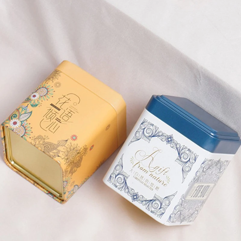 Tea Sealed Box Kitchen Storage Container Jar Tin Square Can Candy Canister Empty Box Creative Small Tea Caddy 2Pcs