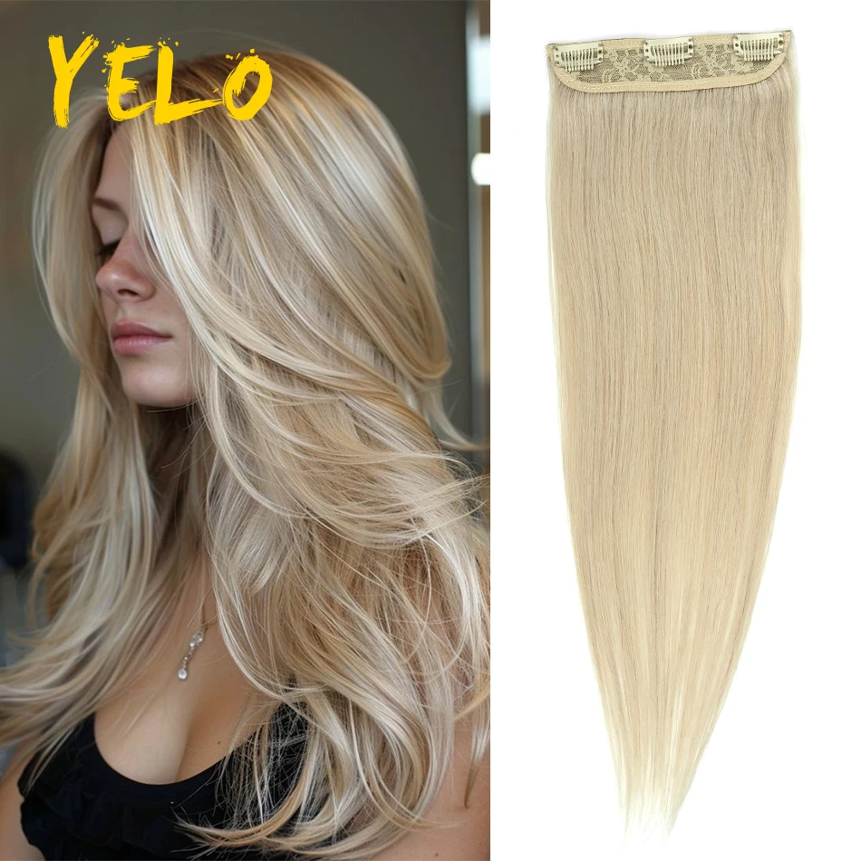 Part Clips In Remy Human Hair Extensions One Piece Half Full Head Wig Straight Hairpiece With 3 Clip Remy Human Hair hair extension