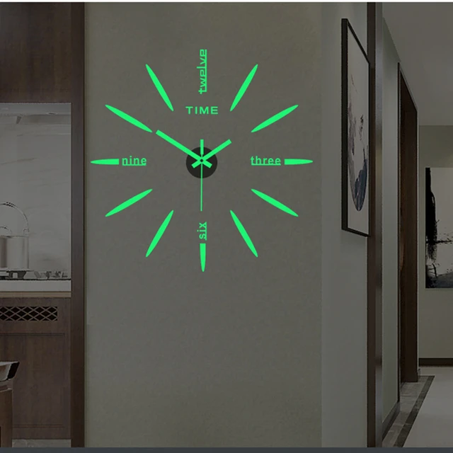Reloj de pared luminoso 3D para decoración del hogar y la Oficina, movimiento silencioso sin tic-tac, bricolaje, sin marco, 40cm/16 pulgadas 3