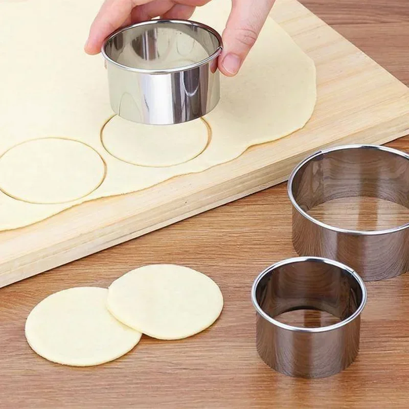 Stainless Stee Round Dough Cutter DIY Dumplings Skin Mold Flower Shaped Cookie Pastry Maker Biscuit Circle Ring Mould 3Pcs/Set baking tool,dough cutter,cookie cutters,baking accessories,dumpling maker