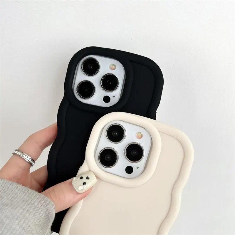 Wavy Edge Love Heart Soft Candy Color Phone Case