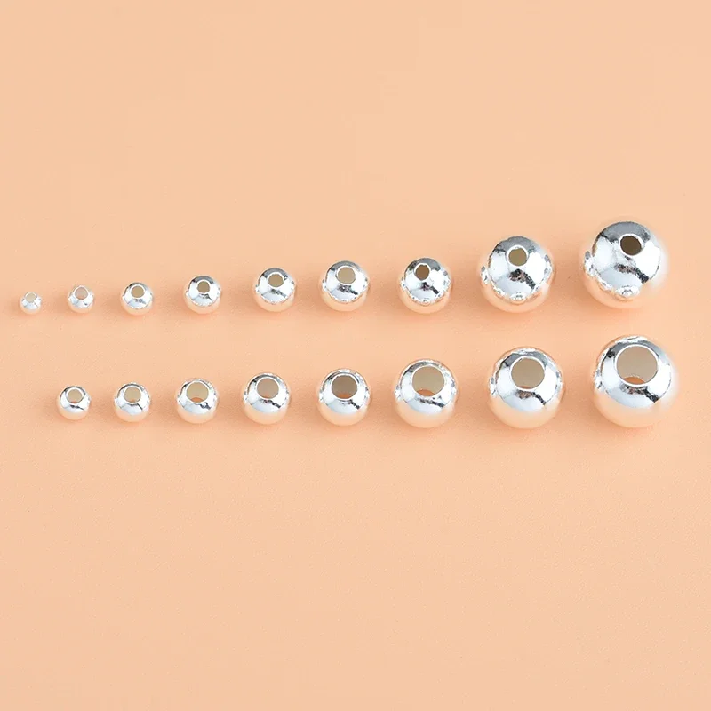 

20PCS 925 sterling silver round bead accessories Handmade DIY material bracelet necklace jewelry fashion women