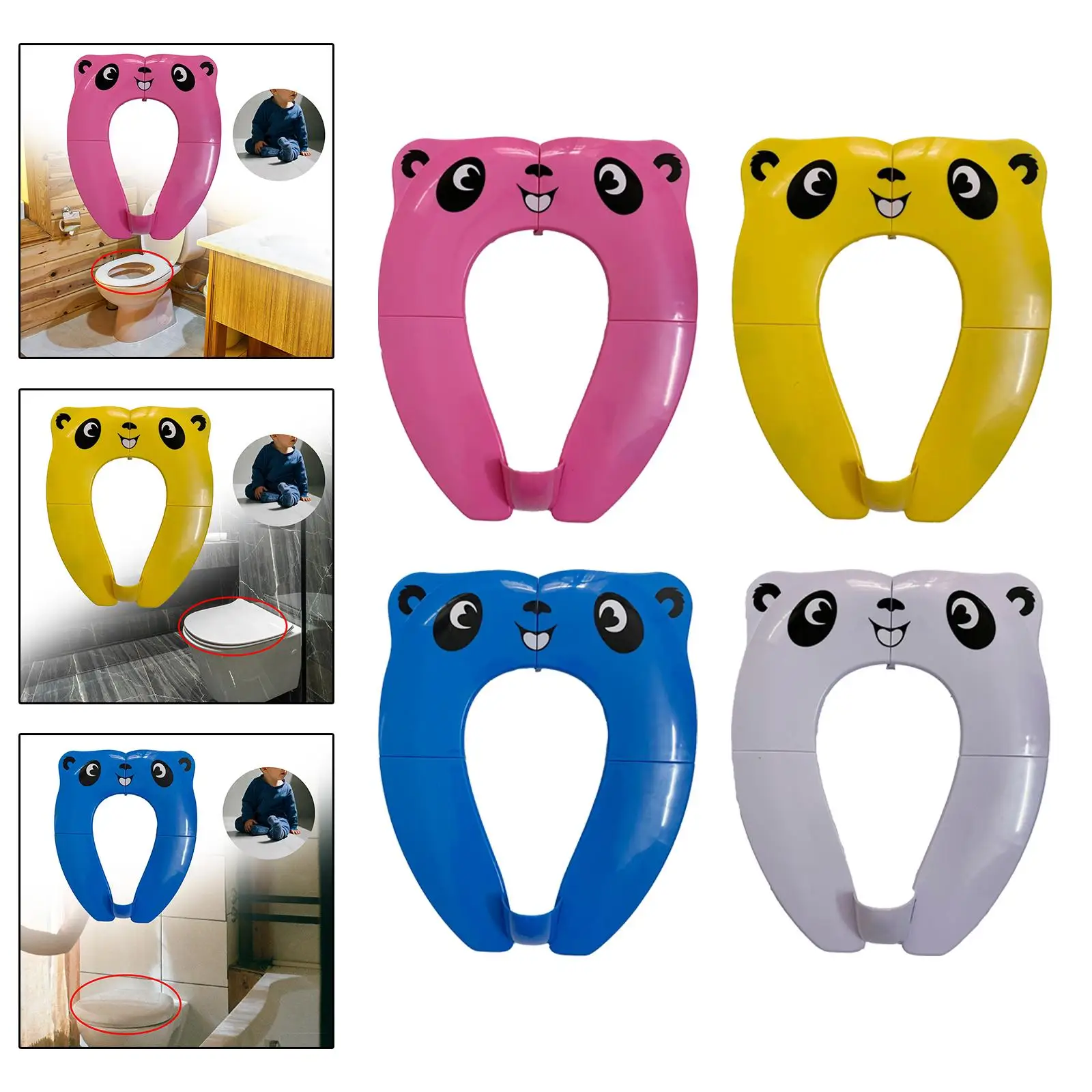Folding Travel Potty Seat Reusable Toilet Pad Potty Toilet Seat with Splash Guard for Home Toddlers Children Kids 4