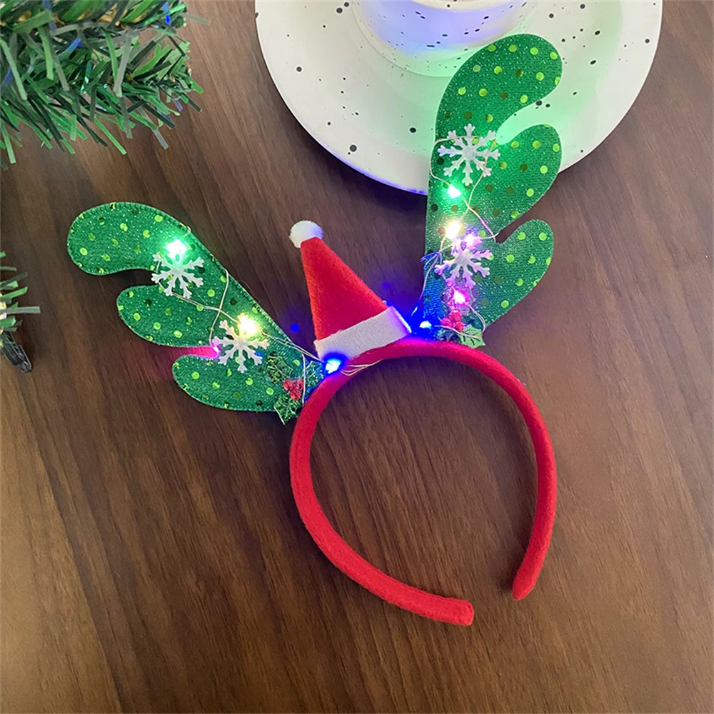 2 Cerchietti Renna Per Capelli Con Adesivi Viso - Per Feste Di Natale E Capodanno, Per Donna E Ragazza