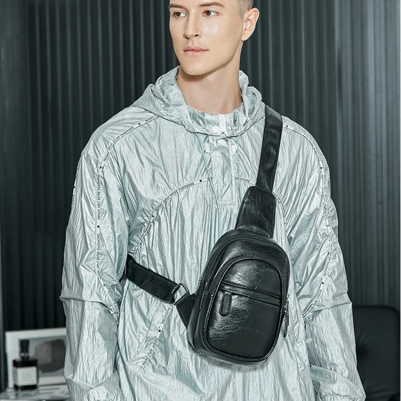 

Fashion Shoulder Crossbody Bags for Man 2024 New Large Waterproof Men's Chest Bag Designer Sling Sports Moto Male Handbag Black