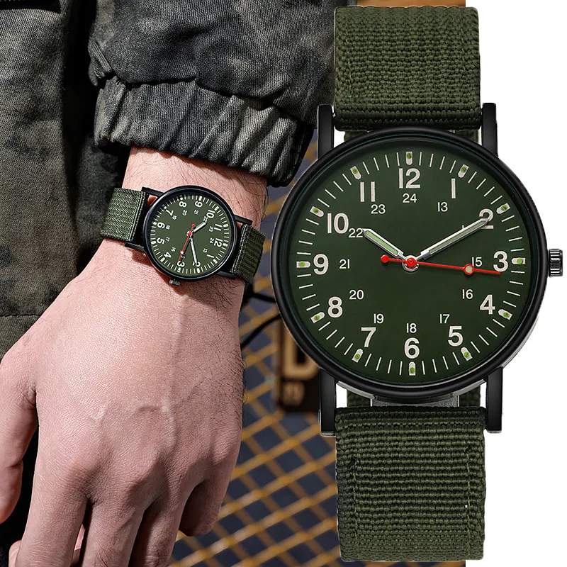 YIKAZE Retro Men's Wristwatches Luminous Shock Resistant Men Sports Watches Canvas Strap Simple Outdoor Military Watch for man new zorro luminous kerosene lighter quicksand rocker transparent fuel tank metal retro grinding wheel cigarette lighter gift