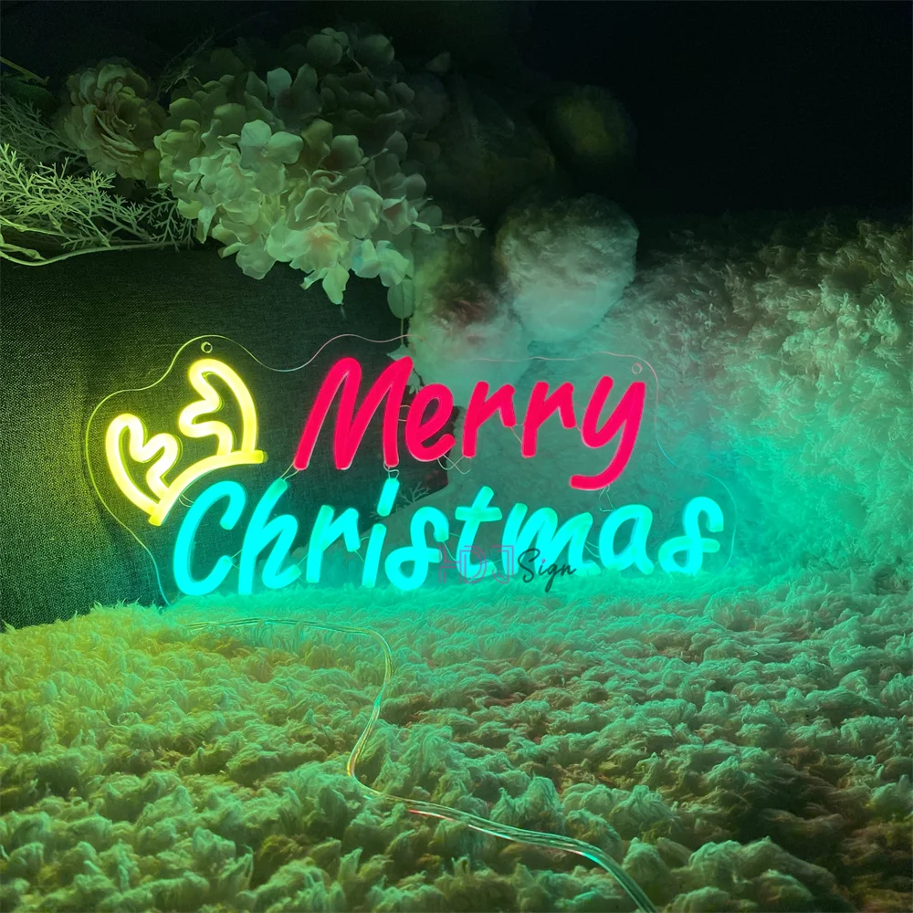 

Merry Christmas Neon Led Sign Kids Bedroom Decoration Christmas Hat New Year LED Night Lights Sign USB Party Bar Wall Decor