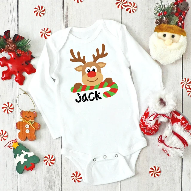 Custom Name Baby Christmas Bodysuits