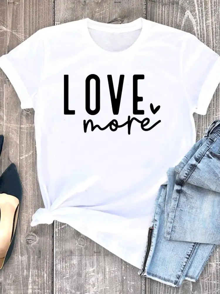 

Female Shirt Tee Casual Women Clothes Short Sleeve Lady Love Letter Sweet 90s Trend Cute Fashion Print Graphic T-shirt