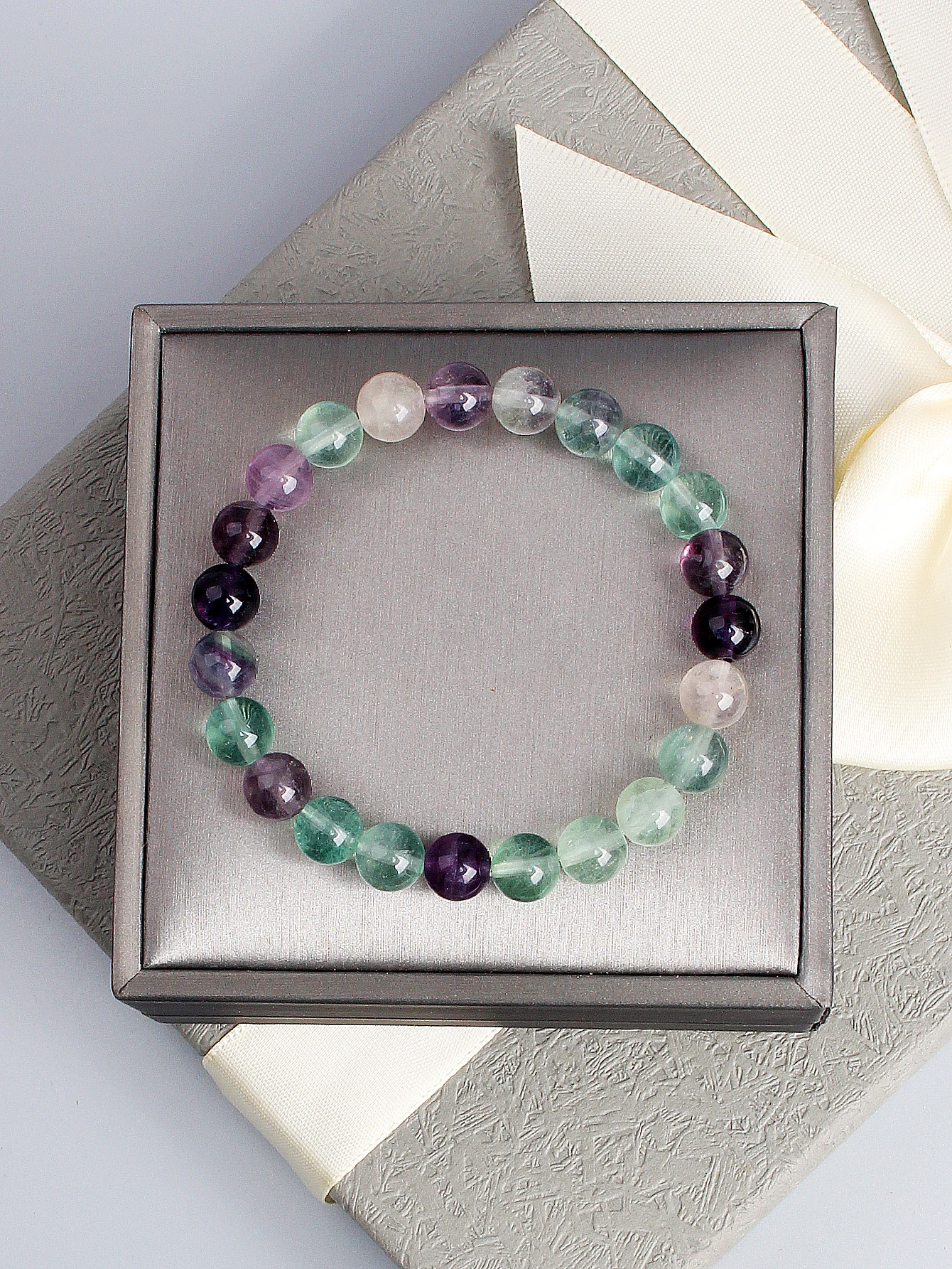 Natural Fluorite Bead Bracelet Crystal Healing Chakra Jewellery_voghion.com