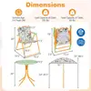 Kids Outdoor Table and Chair Set with 2 Folding Chairs and Height Adjustable Umbrella-Yellow
