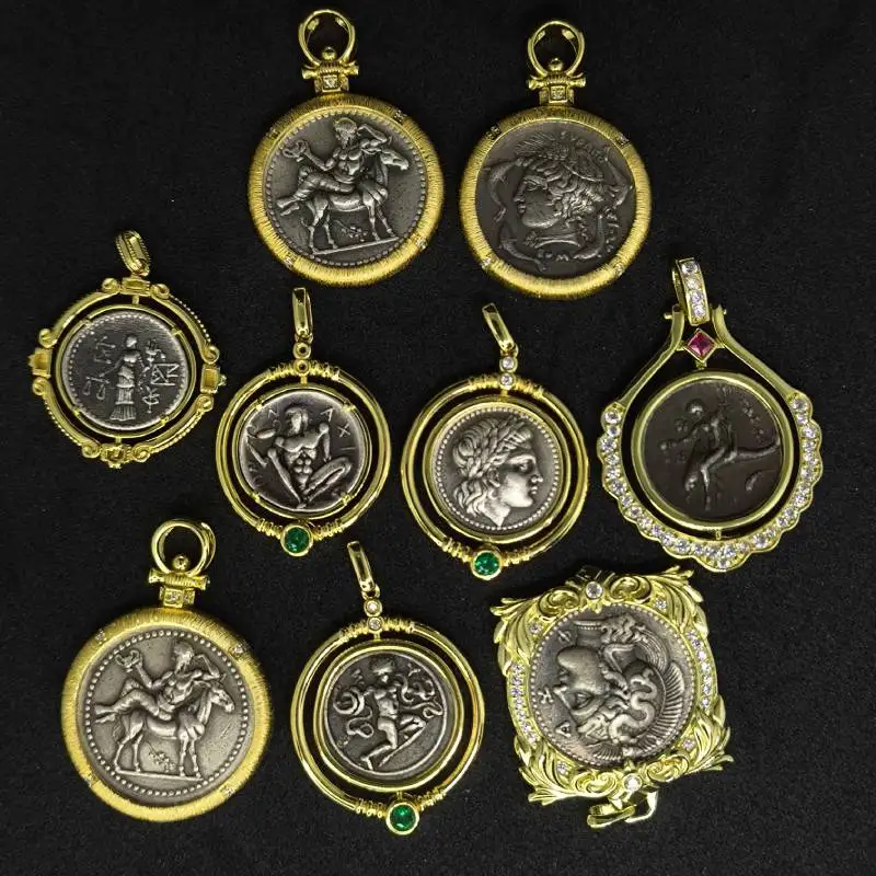 Vintage Coin Necklace Sterling Silver Material Pendant Not Include Chain Collar Excellent Quality