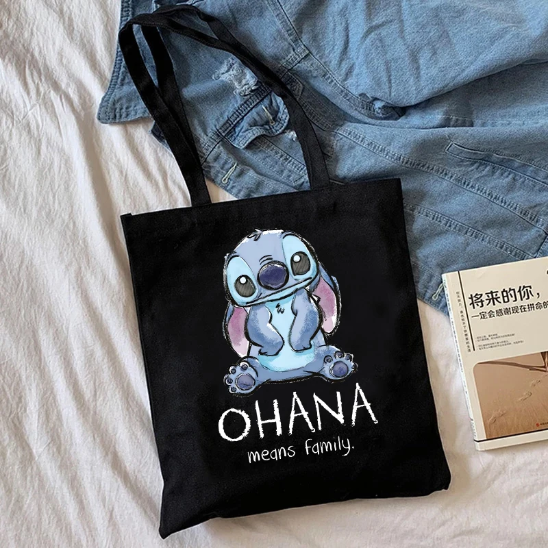 Y2k Disney Stitch Canvas Shoulder Tote Bag Women Shopper Harajuku Female
