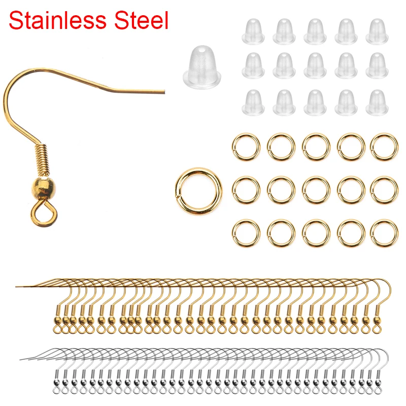 Mix Stainless Steel Earring Hooks Hypoallergenic Colorful Fish Hook Earrings  with Earring Backs Jump Rings for Jewelry Making - AliExpress