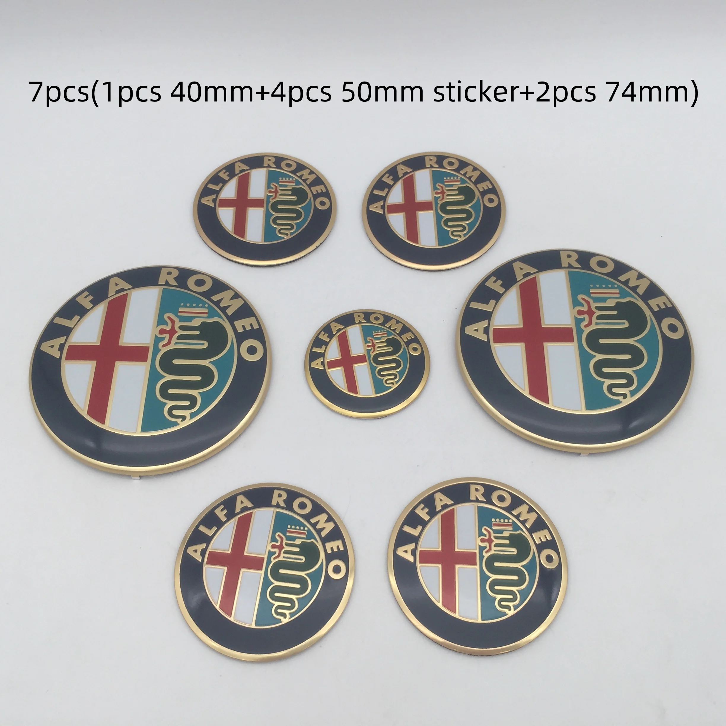 7-Piece Alfa Romeo Emblem Set: Premium Wheel, Hood, and Trunk Styling Kit