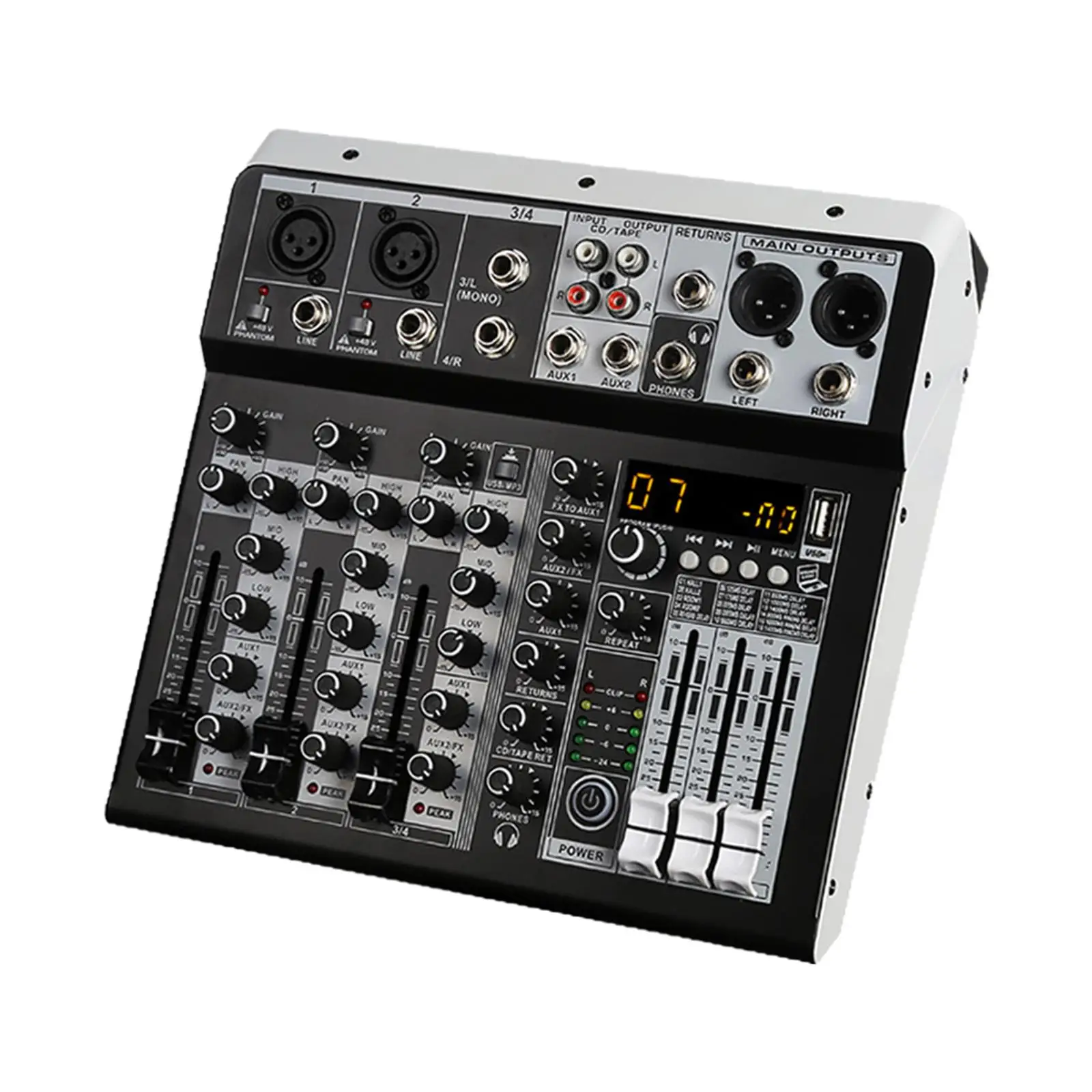 

Audio Mixer Sound Mixer DSP Processor 2x Mono Inputs 2x Stereo Input Digital Sound Mixing Console for Karaoke Stage Performance