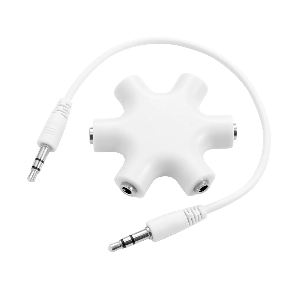 

1 to 5 Headphone Splitter 5-Way Snowflake Shape Audio Splitter 35mm Jack Plug (White)
