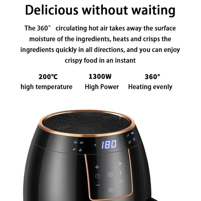 220V 110V 5.5L 1300W High Power Air Fryer Household Large Capacity Electric Fryer Digital Display Touch Screen Knob 2