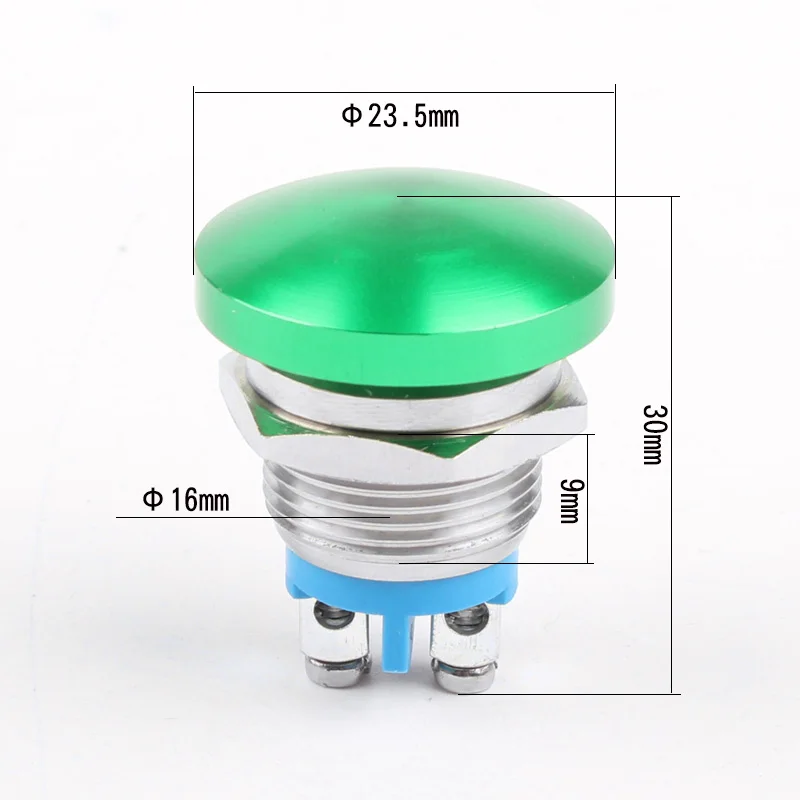 16mm19mm22mm NO metal button switch self-reset mushroom head screw foot stainless steel button switch