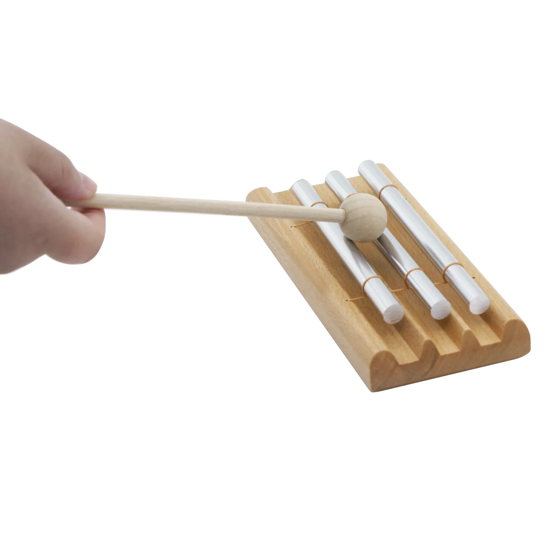 Bamboo Wind Chimes Meditation Chimes Children Percussion Instruments 3 Tone Wind Chimes Tabletop Meditation Chime Wooden Wind Bell With Mallet Kids Educational Music Toys Percussion Instrument