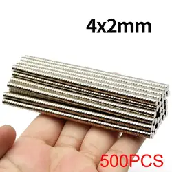 Super Strong Neodymium Permanent Magnetic Discs - Small Round Magnets (4x2mm - 500pcs)