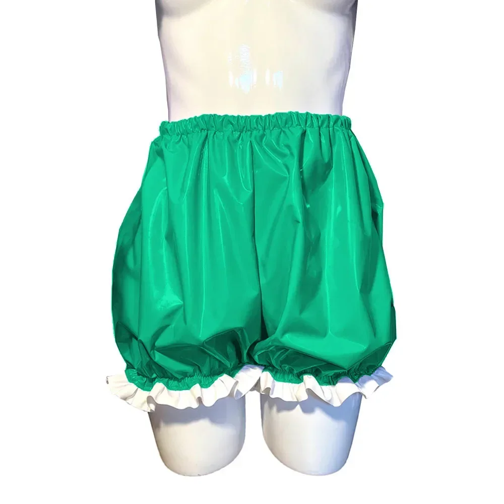 Unisex Sexy Lingerie High Waist Loose Pumpkin Shorts PVC Faux Latex Short Pants Wetlook Lolita Shorts Cosplay Casual Bottoms