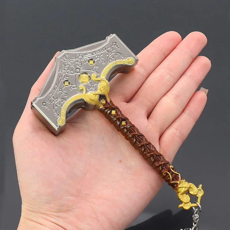 God of War Weapon Kratos Mjölnir The Hammer of Thor Sword Model Keychain 13cm Metal Material Game Periphery Gifts Toys for Boys 5