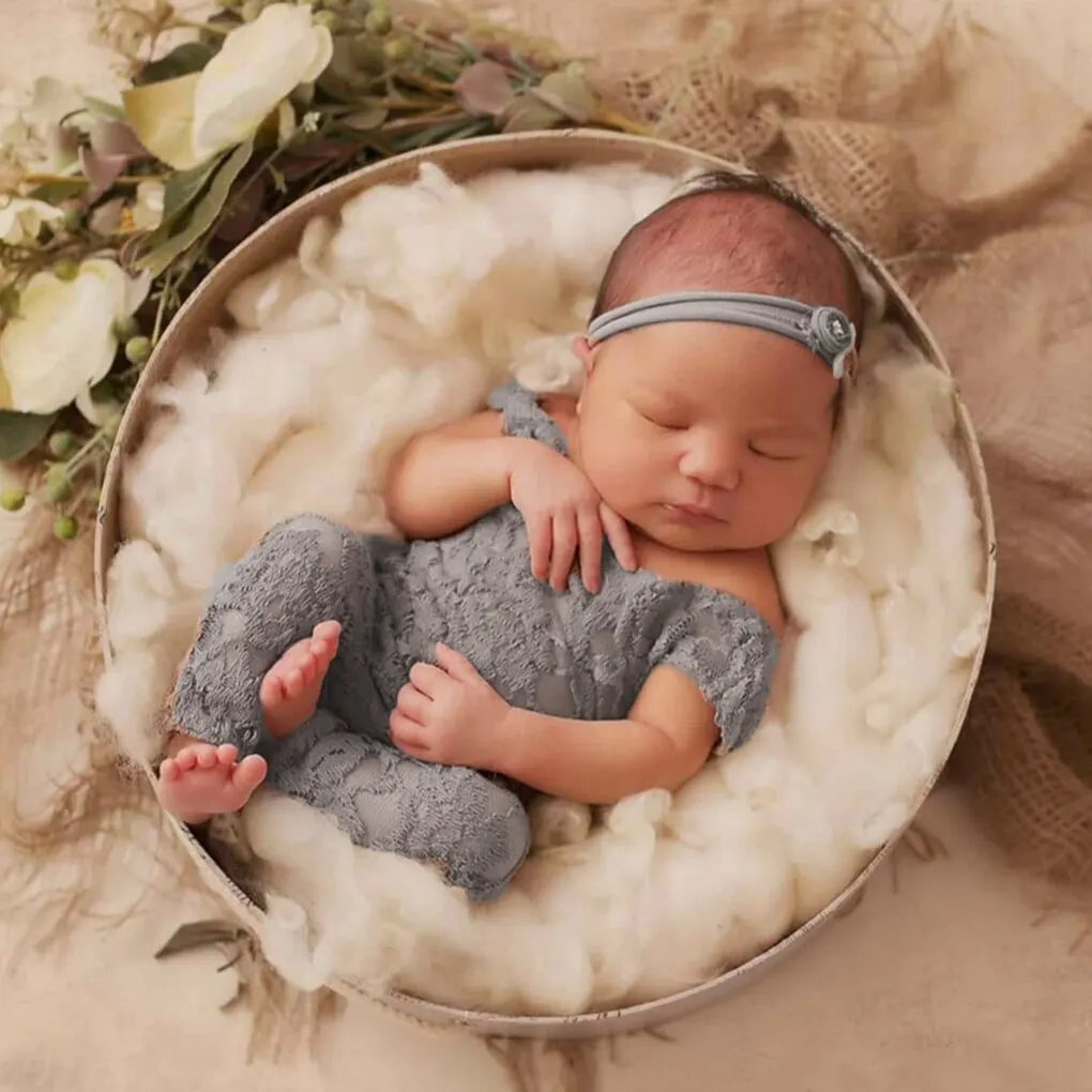 maternity newborn photography Newborn Photography Props Baby Lace Romper Outfit Headband Photography Props Baby Girl Kids Bow Clothing Solid Color Costume disney world baby souvenirs	