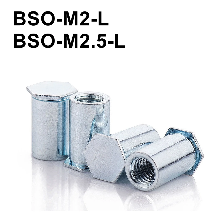Bsom2l Blind Thread Standoffs Carbon Steel Zinc Plated Press Riveting
