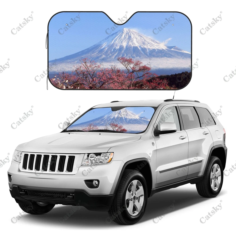 

Mount Fuji Japan Car Sunvisor for SUV,Car Windshield Protective Cover,Cherry Blossom Windshield Sun Shade Protector Window Visor