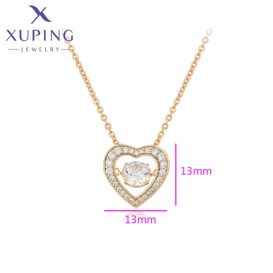 XUPING Bracciale da donna a forma di cuore, placcato oro 18 carati, con zirconia cubica, regolabile, idea regalo per le donne, Lega di rame