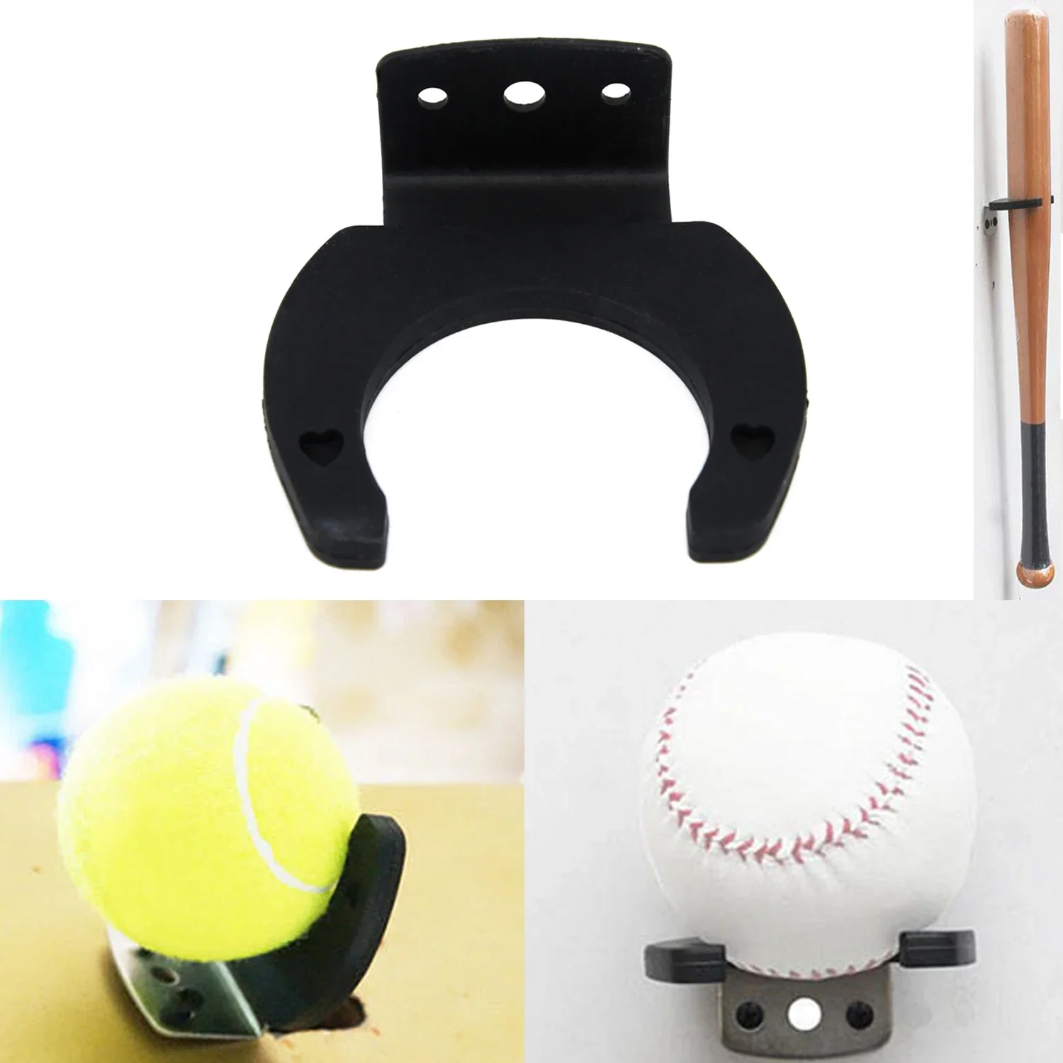 Black Baseball Bat Display Hanger Holder Wall Mount Rack Stand With Mounting Screws For ​Vertical Tennis Universal Rack 1 Set baseball bat