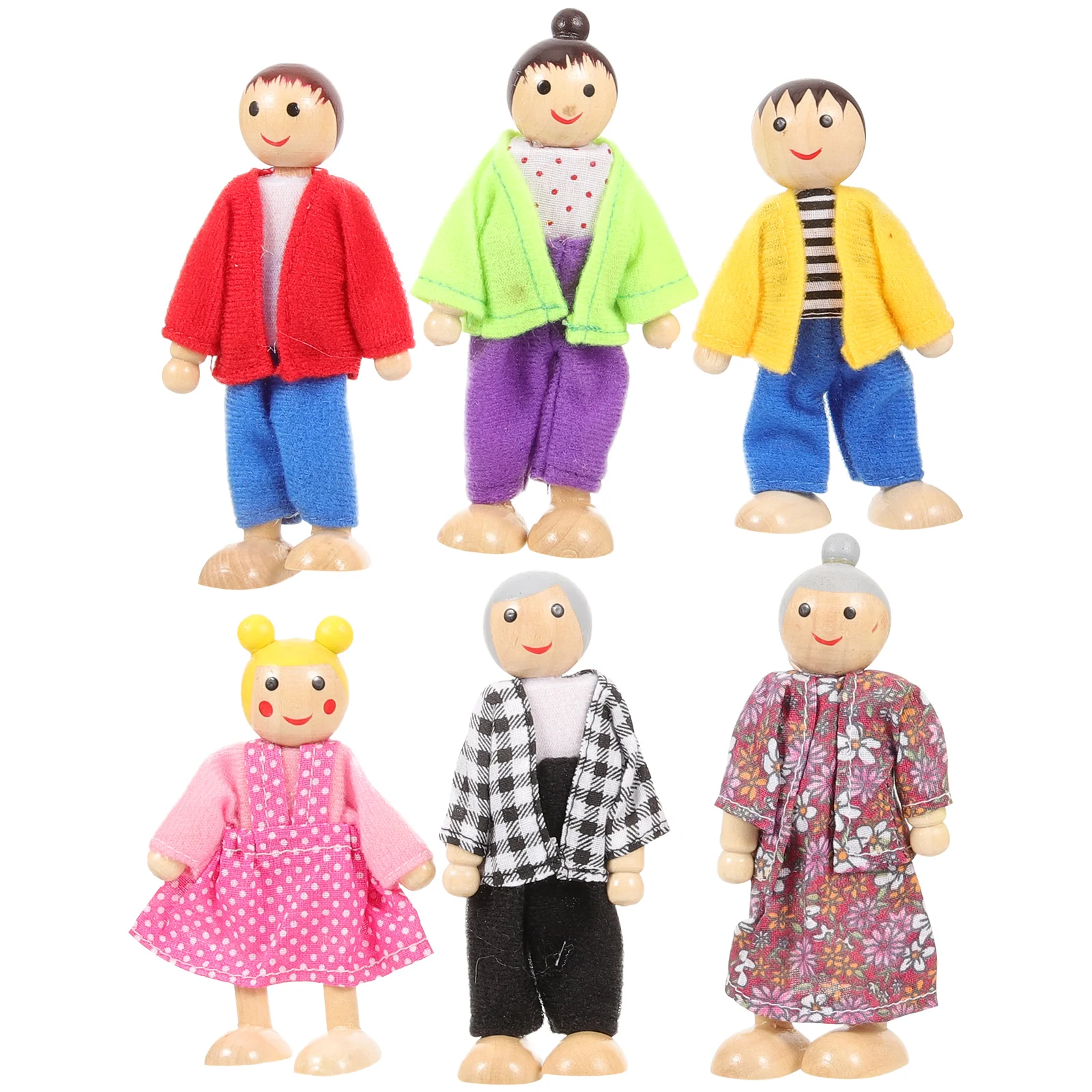 Wooden Toys Kids Play Dolls House Family Cosplay Figures Role For Toddlers Child