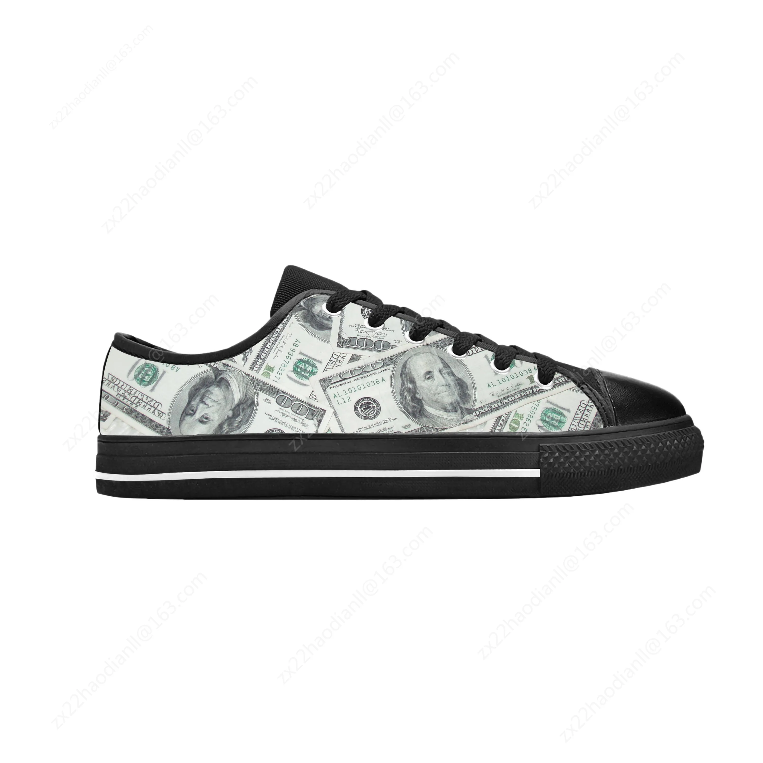 Gothic Dollar Bills Dollars Money Pattern Fashion Casual Cloth Shoes Low Top Comfortable Breathable 3D Print Men Women Sneakers