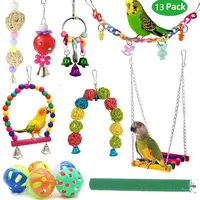 13Pcs Bird Cage Toys for Parrots Wood Birds Swing Reliable Chewable Bite Bridge Wooden Beads Shape Parrot Toy Bird Toys 1