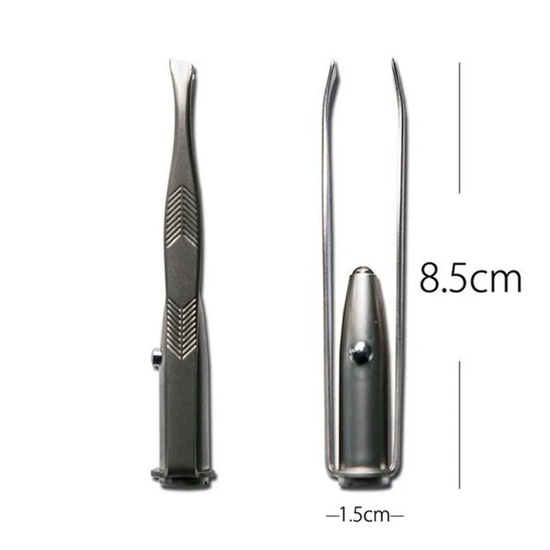 1pc Portable Stainless Steel Smart Design Eyebrow Hair Remove Tweezer with LED Light Makeup Tool 4
