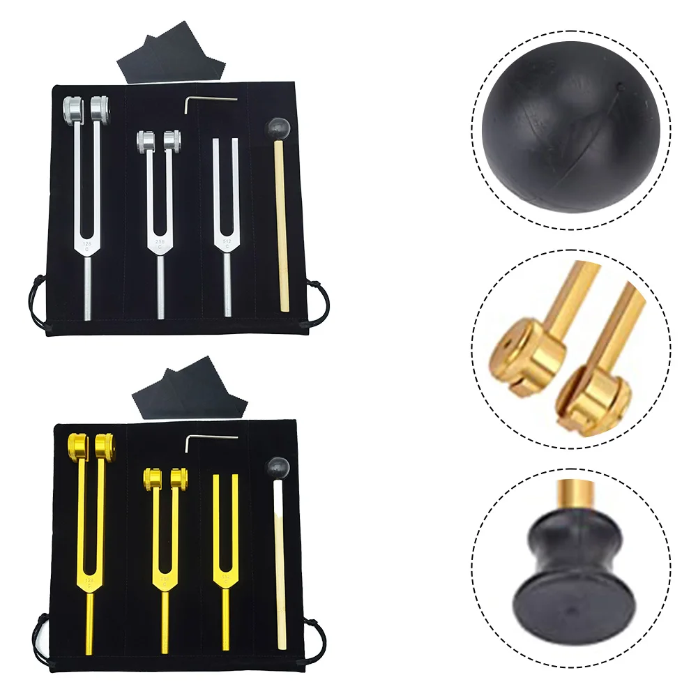 Tuning Forks Set128Hz 256Hz 512Hz Aluminum Alloy Tuning Fork Set With Hammer And Storage Bag For Sound Healing Meditation Tool