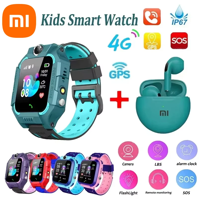 Smart Watch XIAOMI Kids SOS Antil-lost GPS Location Camera Sim Card Call IP67 Waterproof For Android Ios Kids Gift