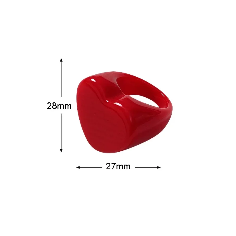 Peach Heart-Shaped Acrylic Resin Rings - Fashion Jewelry