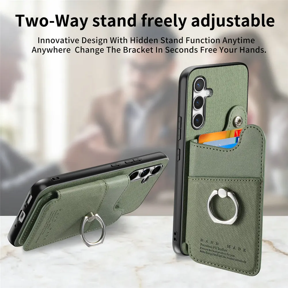RFID Leather Wallet Case with Ring Holder