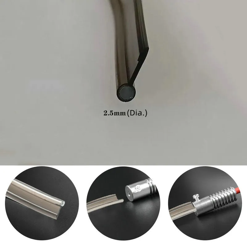 Black Bendable Solid Core 2.5mm(Dia.) T-shape Side Glow Fiber Optic Cable w/Skirt fin Car Decorative Atmosphere DIY Lighting fiber optic cable