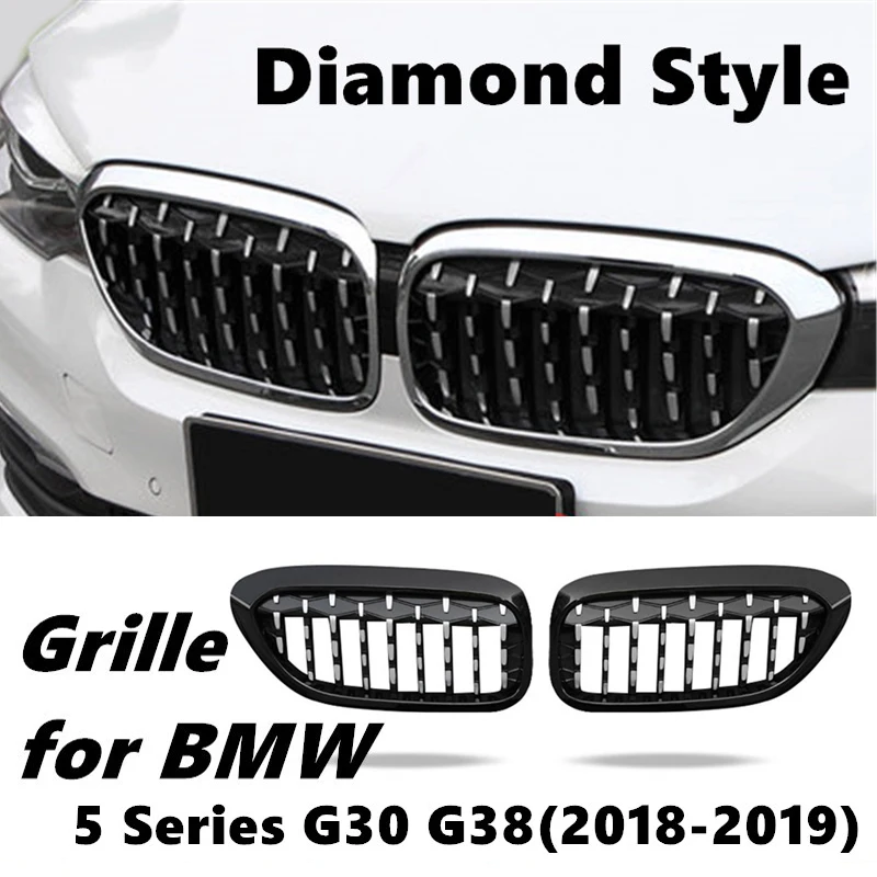 프론트 키드니 그릴, BMW 5 시리즈 G30 G38 2018-2019 다이아몬드 그릴, 유성 스타일 프론트 범퍼 그릴, 자동차 스타일링 수리