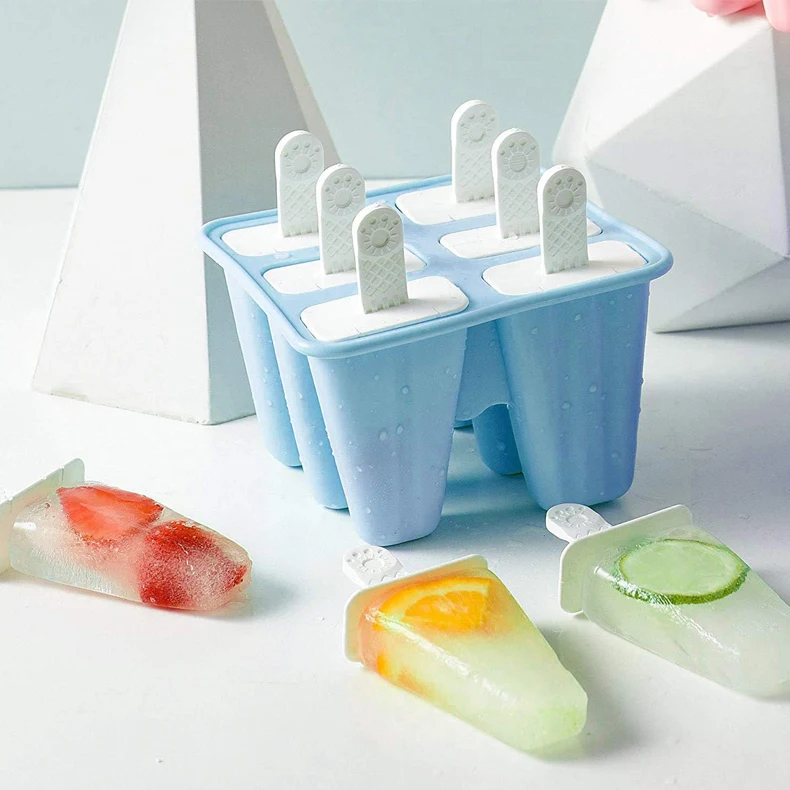 Description Picture 3 of item12-6 Cavities Silicone Popsicle Molds Easy Release Ice Cream Makers with  Reusable Stick & Funnel & Cleaning Brush,BPA FREE