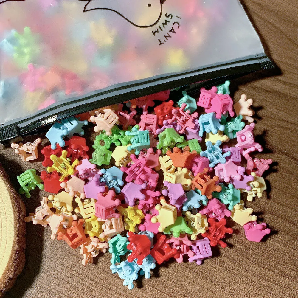 100pcs Pack Großhandel matti erte Süßigkeiten Farbe kleine Ornament Clips Haar Kralle Clips für Frauen Haarschmuck Mini Haarnadeln – Detail 6